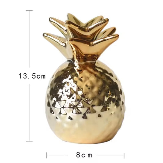Ceramics Pineapple Shaped Figurine Gold Black Pineapple Luxury Crafts Gift for Office Home Decoration Accessories Decor Gift