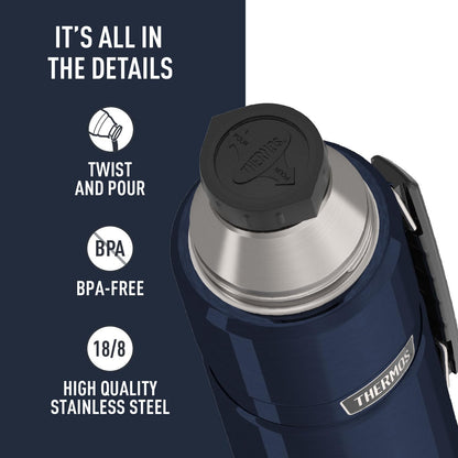 Stainless King Vacuum-Insulated Beverage Bottle, 40 Ounce, Midnight Blue