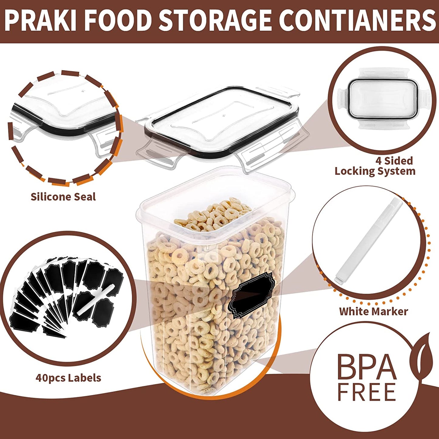 Airtight Food Storage Containers Set with Lids - 24 PCS, BPA Free Kitchen and Pantry Organization, Plastic Leak-Proof Canisters for Cereal Flour & Sugar - Labels & Marker
