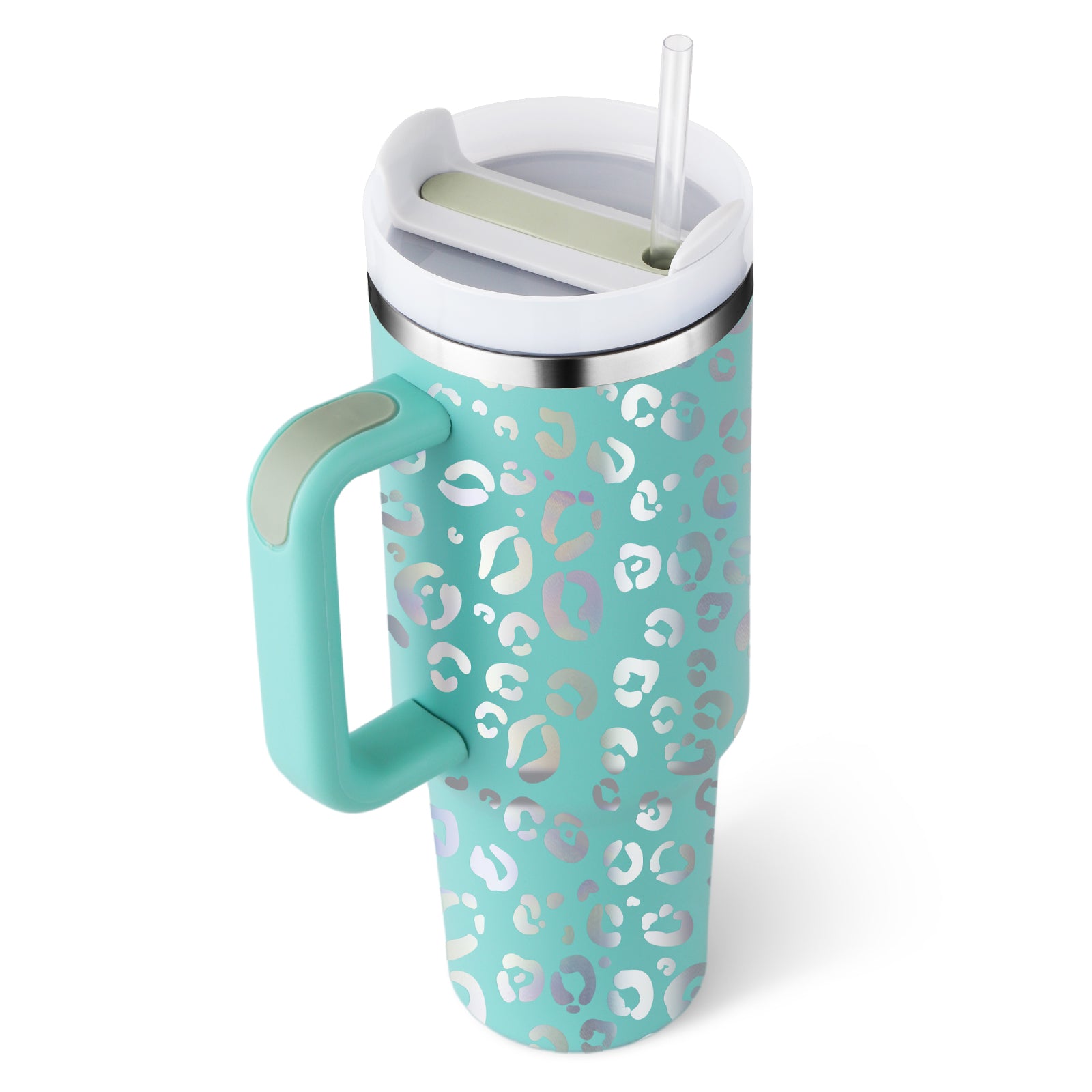 40 Oz Tumbler with Handle Straw Insulated, Stainless Steel Spill Proof Vacuum Coffee Cup Tumbler with Lid Tapered Mug Gifts for Valentine Lover Suitable for Car Gym Office Travel