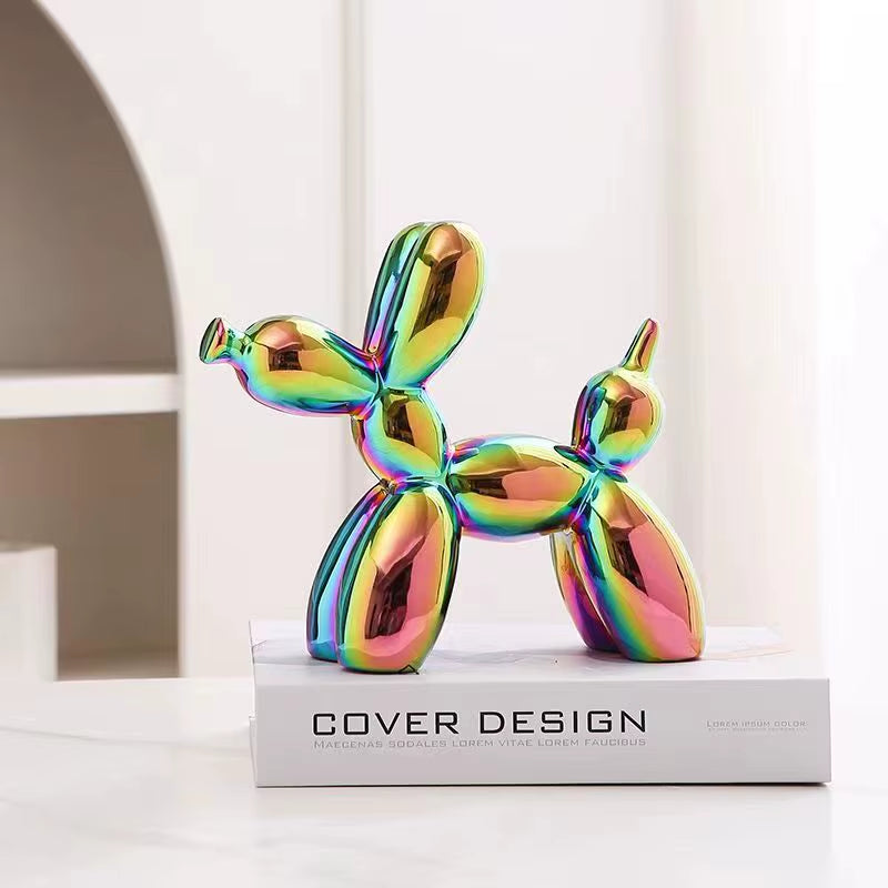 11Cm Mini Ceramic Balloon Dog Abstract Ornament Creative Sculpture Study Room Statue Home Office Accessories Festival Decoration