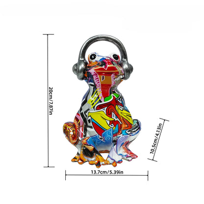 Nordic Painting Graffiti Frog Sculpture Figurine Art Froglet Statue Creative Resin Crafts Office Study Home Decoration