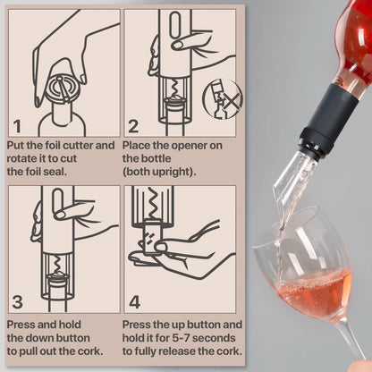 Electric Wine Bottle Opener Automatic Red Wine Corkscrew Rechargeable Wine Opener One-Click Button Wine Tools Kitchen Products