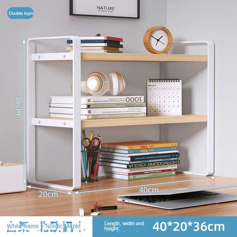 Shelf Desktop Storage Bookshelf Student Desk Shelves Racks Office Computer Desk Tiered Cabinet Home Storage Holders Organizer