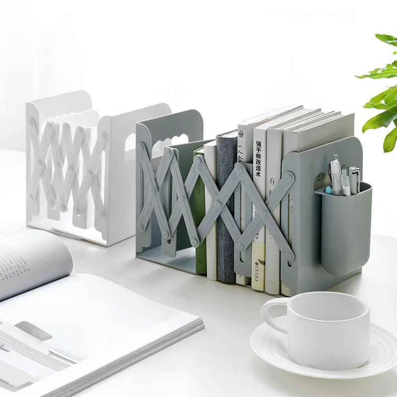 Retractable Book Stand with Pen Holder Creative Student Use Bookshelf Folding Storage Desk Organizer Office Accessories