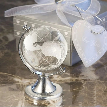 Round Earth Globe World Map Crystal Glass Clear Sphere with Stand for Desk Decoration Kids Teaching Tools Collectible Model Gift