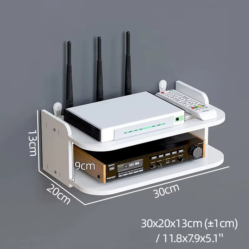 Wall Mount Floating Shelf with Hook Router Camera Power Strip Projector Set Top Box Hanging Storage Holder Home Office Organizer