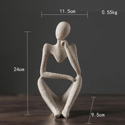 Nordic Abstract Sculpture Thinker Statue Resin Woman Figurine Office Home Decoration Accessories Decor Crafts Modern Art