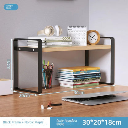 Shelf Desktop Storage Bookshelf Student Desk Shelves Racks Office Computer Desk Tiered Cabinet Home Storage Holders Organizer