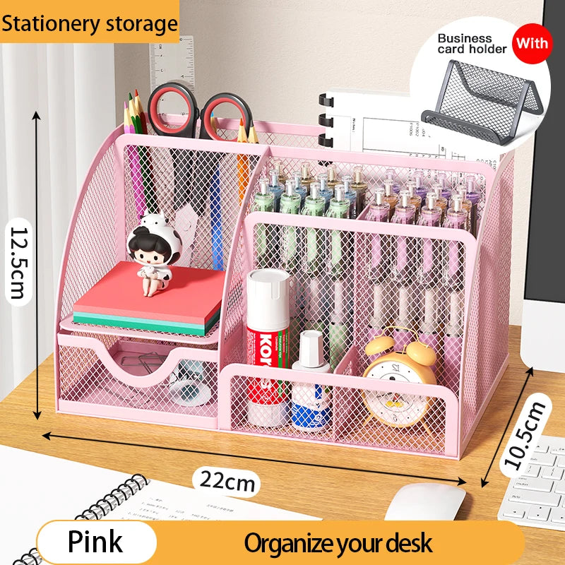 Multi-Functional Office and Cosmetic Storage, Scratch-Resistant Pads, Durable Metal Mesh, Suitable for Home, School, Classroom