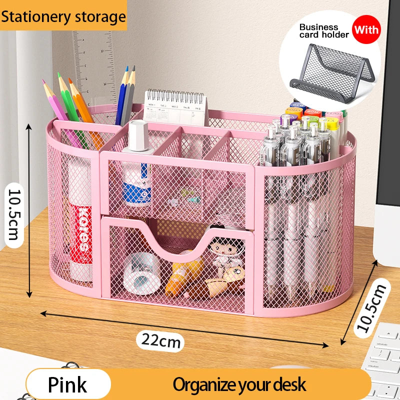Multi-Functional Office and Cosmetic Storage, Scratch-Resistant Pads, Durable Metal Mesh, Suitable for Home, School, Classroom
