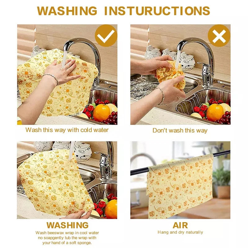 Eco Friendly Reusable Food Wraps Food Fresh Keeping Storage Organic Bees Wax Wrap Cling Wrap Custom Made Pattern Wholesale