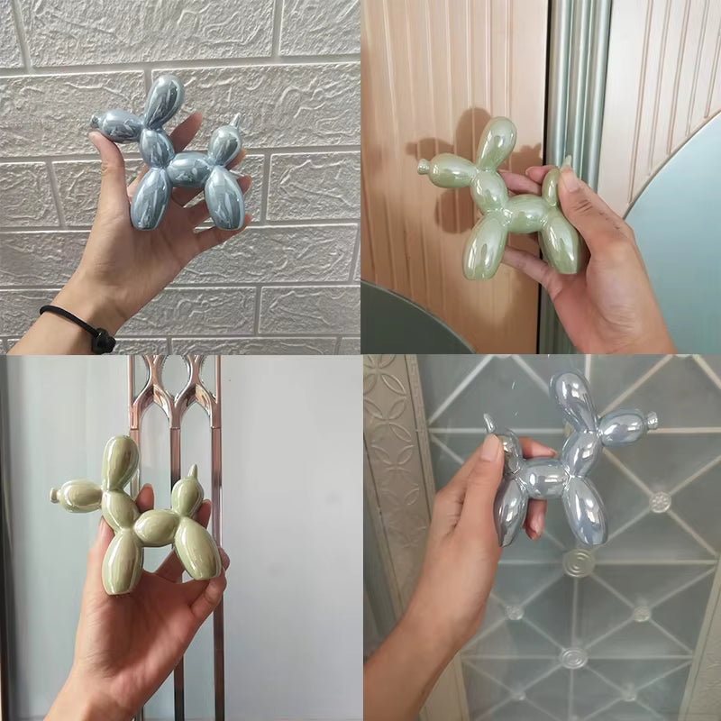 11Cm Mini Ceramic Balloon Dog Abstract Ornament Creative Sculpture Study Room Statue Home Office Accessories Festival Decoration