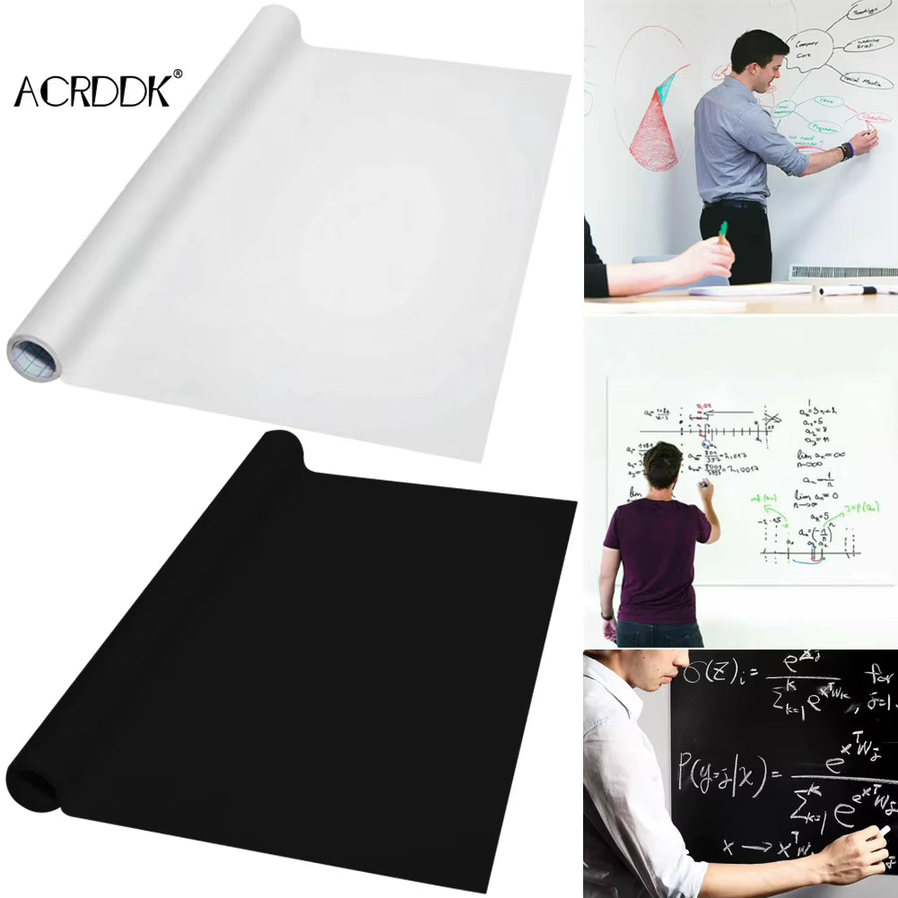 Black Board White Board Stickers Rolled up Reusable Portable Drawing Board School Office Meeting Teaching Board Stationery