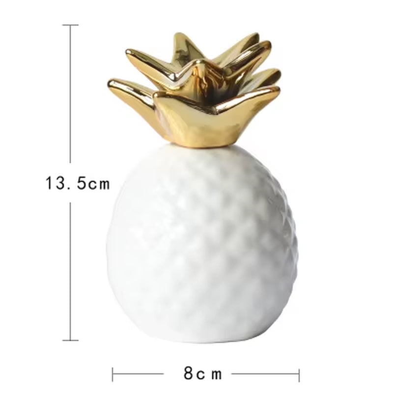 Ceramics Pineapple Shaped Figurine Gold Black Pineapple Luxury Crafts Gift for Office Home Decoration Accessories Decor Gift
