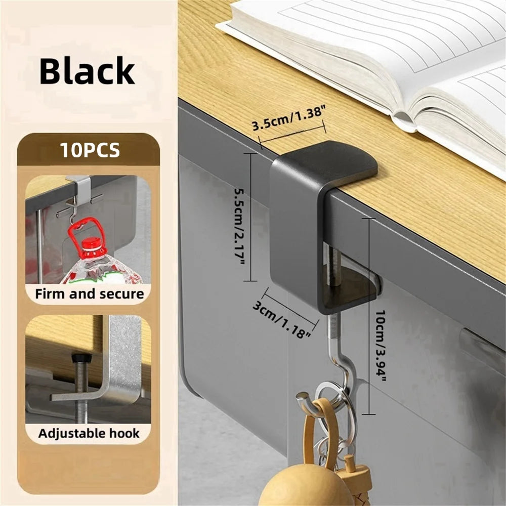 Adjustable Rotatable Removable Table Edge Storage Hook Office Desktop Hooks School Office Student Bag Water Bottle Hooks