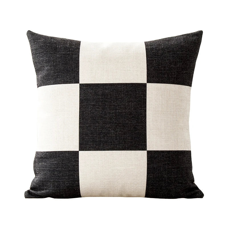 Nordic Geometry Black White Cushion Pillow Cover Home Decorative Office Sofa Linen Pillowcase 45X45Cm
