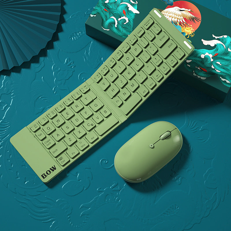 New Style Folding Bluetooth Keyboard and Mouse Set Wireless Mute Portable Keyboard for Business and Travel