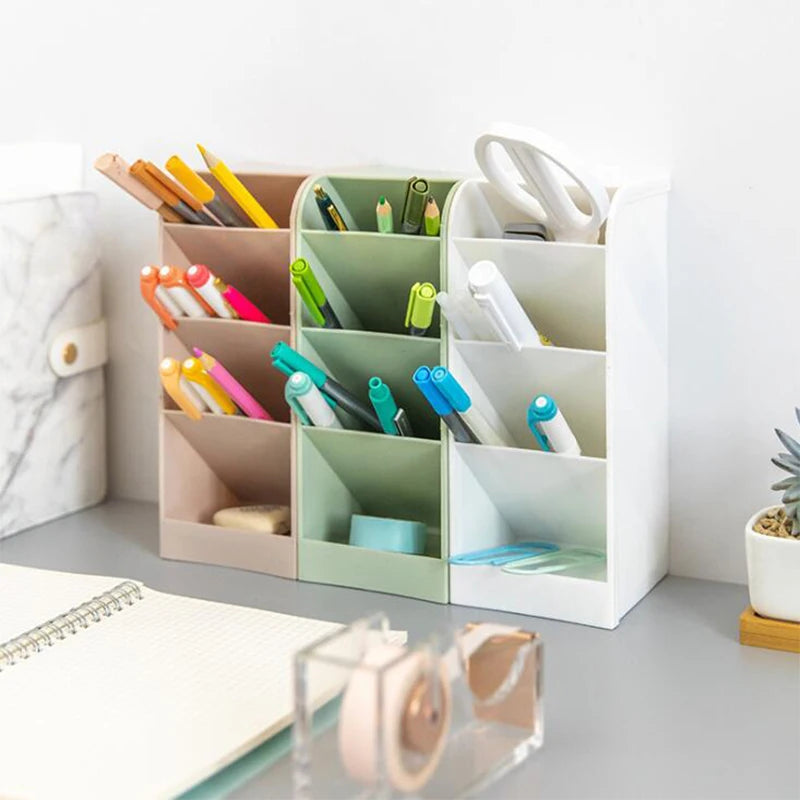 Desk Pen Holder Pencil Makeup Storage Box Kawaii Large Capacity Desktop Organizer Stand Case School Office Stationery