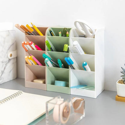Desk Pen Holder Pencil Makeup Storage Box Kawaii Large Capacity Desktop Organizer Stand Case School Office Stationery