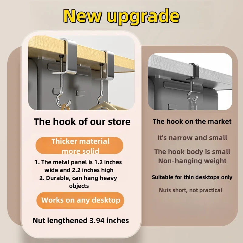 Adjustable Rotatable Removable Table Edge Storage Hook Office Desktop Hooks School Office Student Bag Water Bottle Hooks