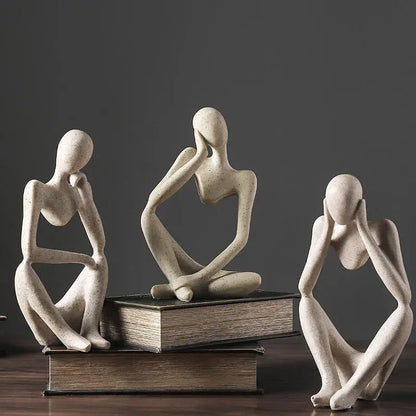 Nordic Abstract Sculpture Thinker Statue Resin Woman Figurine Office Home Decoration Accessories Decor Crafts Modern Art