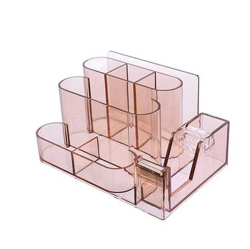 Transparent Stationery Storage Box Creative Desk Organizer Plastic Compartment Pen Holder Office Accessories Organizador