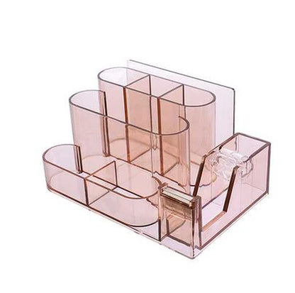 Transparent Stationery Storage Box Creative Desk Organizer Plastic Compartment Pen Holder Office Accessories Organizador
