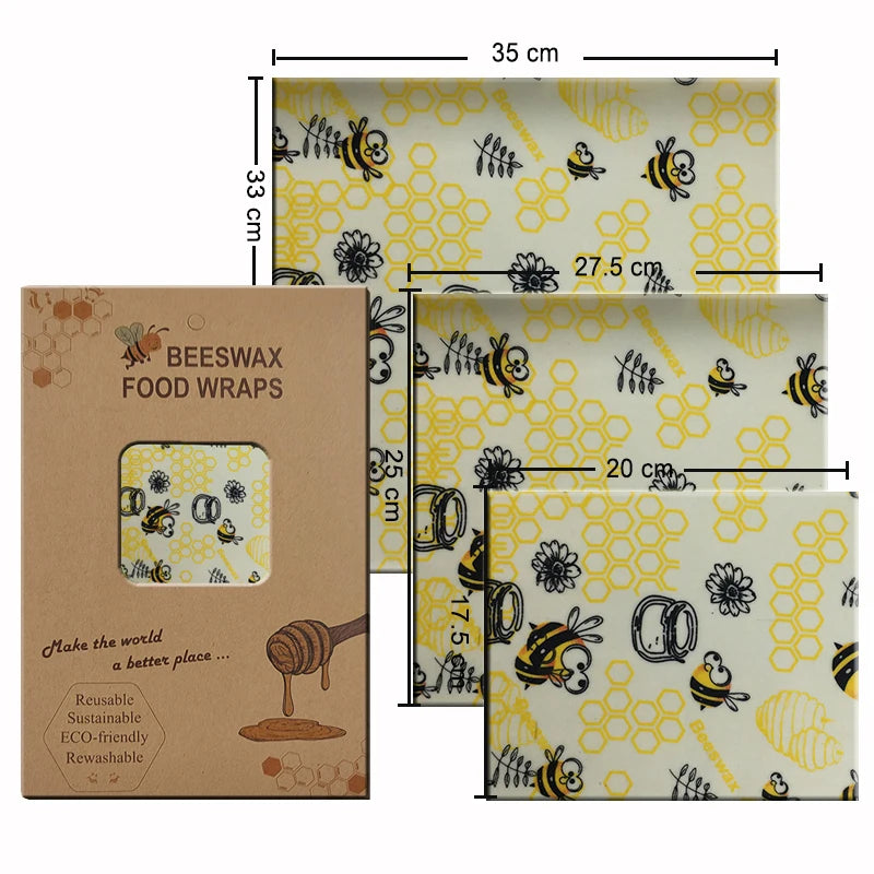 Eco Friendly Reusable Food Wraps Food Fresh Keeping Storage Organic Bees Wax Wrap Cling Wrap Custom Made Pattern Wholesale