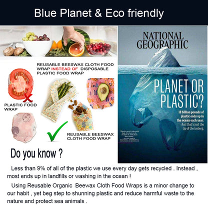 Eco Friendly Reusable Food Wraps Food Fresh Keeping Storage Organic Bees Wax Wrap Cling Wrap Custom Made Pattern Wholesale