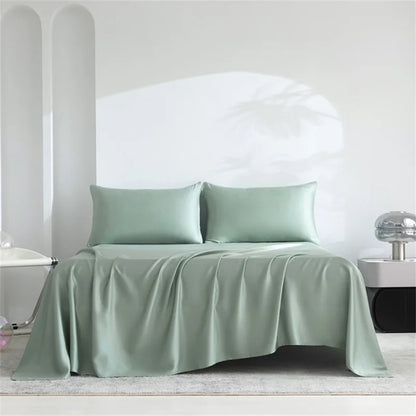 100% Organic Bamboo Bed Sheet Set 4/6 Pieces Silky Bedding Sets Hotel Luxuriously Soft Fitted Sheet Flat Sheet Pillowcase Solid